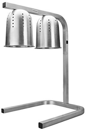 Lacor - 69061 - Doppia Lampada a riscaldamento a infrarossi, Mantiene caldi i piatti, secchi, Altezza regolabile tra 39 e 53 cm, Include due lampadine, Cucina Professionale, 550W, Alluminio