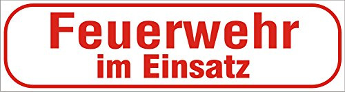 INDIGOS UG - Magnetschild Auto Feuerwehr im Einsatz 45 x 12 cm reflektierend - Magnetfolie LKW Truck Transporter Baustellenfahrzeug Firmenwagen - flexibel abnehmbar, wetterfest