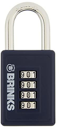 BRINKS - 40mm 4-Dial Resettable Sports Padlock - Zinc Die-Cast Body with Chrome Plated Shackle, Navy