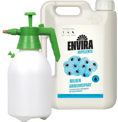 Envira Spray Anti-acariens 2L + Pulvérisateur à pression 2L - Spray Anti-acariens pour Matelas avec Effet Longue durée - sans Odeur & à Base d'eau
