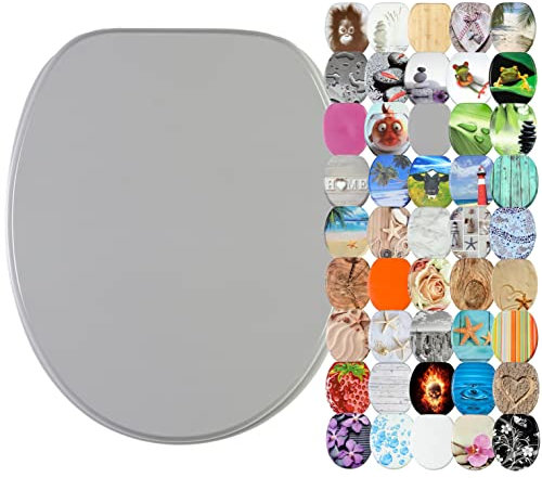 Sanilo WC Sitz ohne Absenkautomatik, viele neue Toilettendeckel zur Auswahl, hochwertige Oberfläche, stabile Scharniere, leichte Montage (Grau)