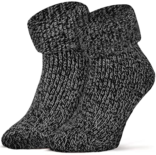 Piarini ABS stoppstrumpor – 1 par – ullstrumpor – vinterstrumpor – norska strumpor med innerfrotté – dam herr, antracitsmält, 39-42 EU
