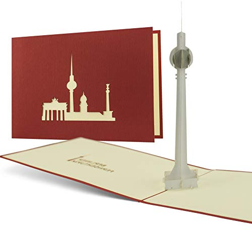 Diese-Klappkarten Geschenkgutschein für eine Reise nach Berlin, Berlin-Reise, Fernsehturm, Souvenir, schöne Pop-Up-Karte A14
