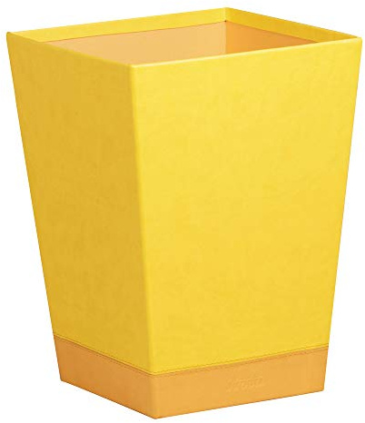 RHODIA 318926C - Jonquille Waste Paper Bin - 24x24x32 cm - Orange Saddle Stitching - Faux Leather Exterior - Rhodiarama Home Office Collection - Office Organization & Designer Storage
