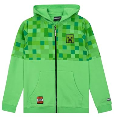 Minecraft Hoodie | Gaming Hoodie | Flick- och Pojk Zip-Up Hoodie | Pojkhoodies | Grön 116