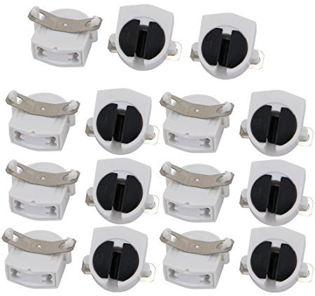 sourcing map 15Stk AC500V 2A G5-F288A T5 Sockel G5 Sockel Leuchtstoff Lampe Halter Weiß