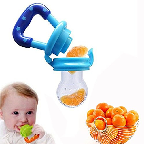 DMZK Ortaggio CiuccioSilicone,Frutta Tettarella Lenire il Bambino Cibo Alimentatore Sicuro Bambino Ciuccio(Blu)
