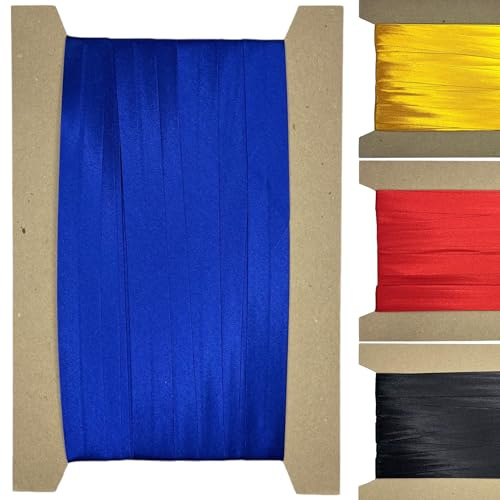 Roban Fashion 10m Satin Schrägband zum Nähen gefalzt 40mm breit Blau