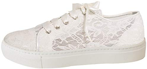 Fiarucci bridal Braut Leder Sneaker Nelli Brautschuhe Rainbow 36-42 Schuhe Ivory Spitze (41 EU, Ivory)