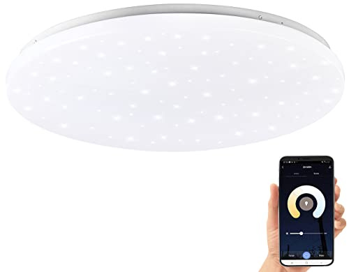 Luminea Home Control Wohnzimmerlampe: Smarte WLAN-Sternen-Deckenleuchte mit CCT-LEDs, 36 W, 2500 lm, Ø 48 cm (LED-Deckenleuchte Alexa, Deckenlampe Sternenhimmel, Wohnzimmerleuchten)