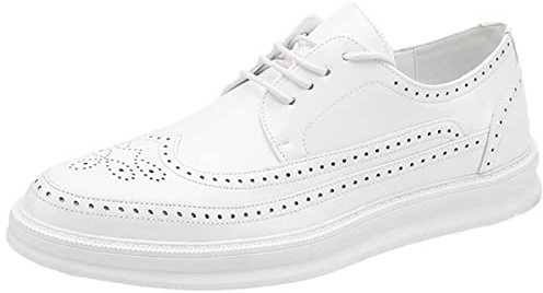 ANUFER Uomini Piattaforma Brogue Scarpe da Sera Pelle in Microfibra Allacciare Scarpe da Ginnastica Bianca SN070407 EU38