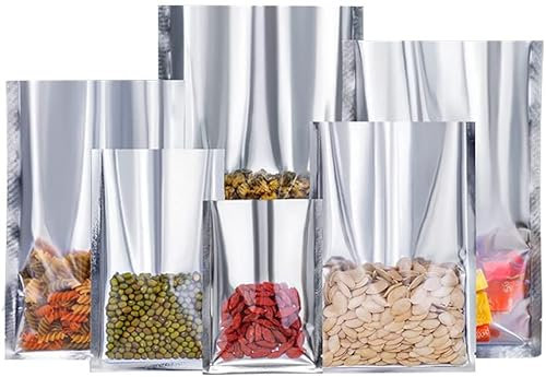 100Pcs Vacuum Sealer Food Mylar Foil Bags For Long-Term Food and Heat Sealble Aluminum Foil Bags Storage - For Beans,Grains and Candies,Etc (18 x 26cm (7.1 x 10.2))