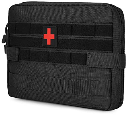 Huntvp Tactical First Aid Kit 1000D Molle Pouch Emergency Survival Gear Bag Backpack Attachment Medical Pocket Tool for Military Camping Outdoor Travel Hiking Camping,Black-L
