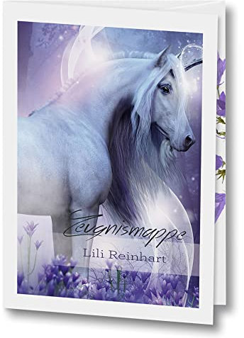 Stammbuchshop Zeugnismappe mit Name Unterschriftenmappe personalisiert Magic Unicorn A4 Schule Einhornmappe Pferd