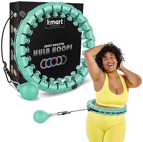 K-MART Smart Hula Ring Hoops, gewichteter Hula Circle 24, abnehmbarer Fitnessring mit 360-Grad-Auto-Spinning-Ball, Gymnastik, Massage, Fitness für Erwachsene zur Gewichtsabnahme
