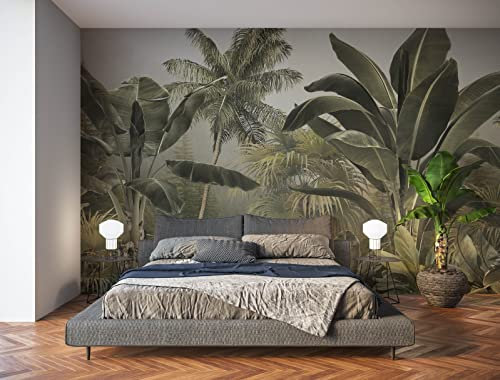 Oedim Fotomural Vinilo para Pared Estampado Hojas Tropicales de Palmera, Mural, Fotomural Vinilo Decorativo, 500x300cm, Decoración comedores, Salones, Habitaciones