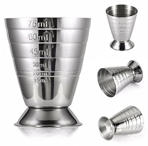 75 ml Messbecher aus Metall mit ml Shot Ounce Mixed Cocktail/15–75 ml Bar Jigger Becher M7W7 1–5 Esslöffel