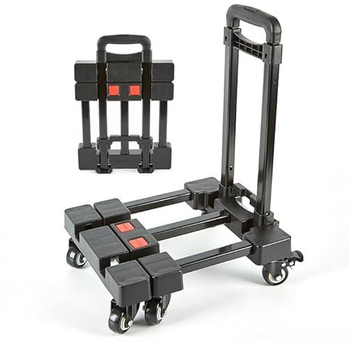 CYTBEK Zusammenklappbarer Handwagen, zusammenklappbarer Handwagen mit 6 Rädern, tragbarer, robuster Gepäckwagen, 100 kg Kapazität, Mehrzweck-Handwagen, Plattformwagen für den Gepäcktransport im Auto