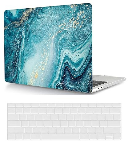 Laptop Hülle für MacBook Pro 13 Zoll Modell A1425 A1502 mit Retina Display 2015 2014 2013 2012 Freisetzung, Plastik Schützend Hartschale Case Cover & Tastaturschutz, Blaue Welle