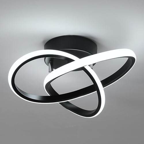 Comely LED Deckenleuchte, 30W 3375LM Moderne Deckenlampe, Aluminium LED Lampe für Wohnzimmer Schlafzimmer Flur Küche Balkon, Kaltweißes Licht 6500K, 30cm, Schwarz