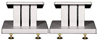 Pieds d'Enceintes Paire de Supports d'enceintes à Grain de Bois, Bande décorative en polyacide PU au Milieu de la Colonne, livré avec 8 Grands Pieds en cuivre Pur (Blanc) (Taille : 90 cm)