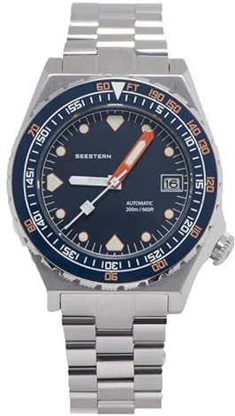 Seestern S407 Automatische Uhr Stahl Blau Keramik Datum Diver Herrenuhr