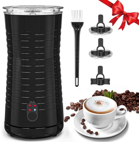Morpilot Milk Frother Electric, 4 in 1 Milk Warmer and Frother, Hot & Cold Milk Foamer, 240ml, 400w, Strix Temperature Controls, Silent Operation, for Coffee, Cappuccino, Black