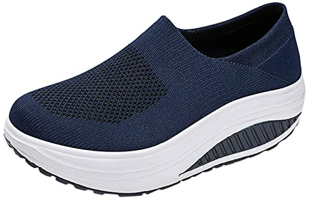 Chaussures Femme Confort Chic Mode Running Chaussures De Sport Femme a La Baskets À Compensés pour Femmes Casual Mesh Respirant Confort Sneakers Chaussures sans Lacet Ete Outdoor