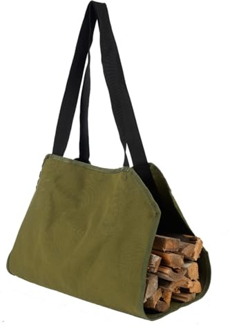 WYFDMNN Foldable Fireplace Bag，Log Carrier, Water Resistant Durable Canvas Log Tote Holders for Fireplace, Firewood Log Carrying Storage with Handle for Indoor Outdoor Camping,A