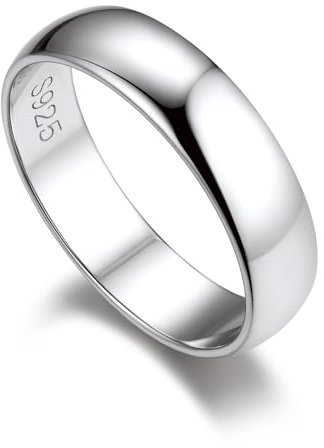 Bandmax Verlobungsring Herren Silber Ring Damen Ring Ehering Größe 52mm Bandring 5mm breit Trauringe Partner Ringe Silberschmuck für Weihnachten
