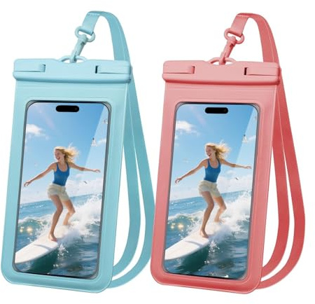 flintronic Vattentäta smartphone-fodral, 2 st universella vattentäta telefonfodral, IPX8 vattentät väska, vattentätt telefonfodral för iPhone 15 14 13 12 Pro Max XS Samsung