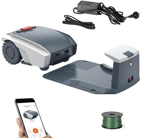 Robot cortacésped Totalmente automático, con Control de aplicación, planificación de Ruta y Carga automática, Ancho de Corte de 19 cm, Altura de Corte de 2-5,5 cm,110V