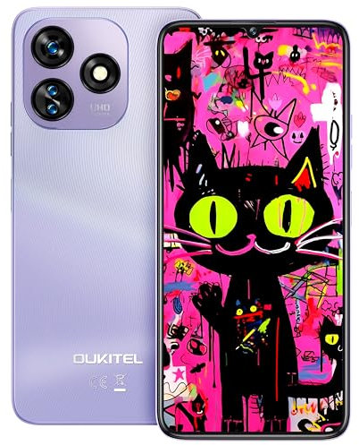 OUKITEL C51 Telefonos Moviles Libres - 18GB+128GB/1TB Movil Android 14 Phone, 6.8 Pantalla HD+ 90Hz Smartphone, Batería 5150mAh, Cámara 13MP, Face ID/Fingerprint/BT5.0/OTG/Jack de 3,5 mm, Violeta