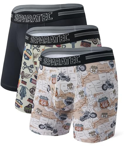 Separatec Sport boxershorts för män snabbtorkande kalsonger män med dubbla fickor retroshorts funktionella herrunderkläder 3 eller 5-pack, 23008x:motorväg, S