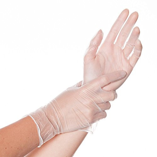 FRANZ MENSCH 100 Stück Hygonorm Vinylhandschuhe Classic Fit | gepudert, Packung, transparent, 8/M, L: 24cm, Einmalhandschuhe, Einweg- Handschuhe, Vinylhandschuhe