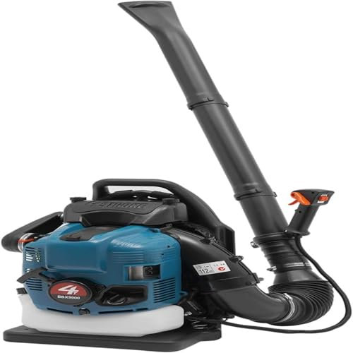 Gas-Laubbläser, 75,6 cc, Benzin-Rucksack, 4-Takt-Motor, leistungsstark, luftgekühlt, blauer Kraftstofftank, ergonomisches Design, Rasenpflege, Schnee-Straßenreinigung, 2,6 kW/7000 U/min