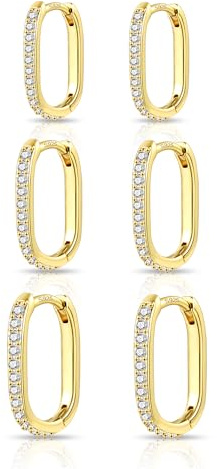ALEXCRAFT 3Paar 14K Vergoldet Silber Creolen Kleine Ohrringe Set für Damen | Ohrringe Creolen Kleine Set Stapelbar Mehrere Ohrring Silber 925 Schlafen Knorpel Kreolen Huggies Creolen Gold Damen Schmuck