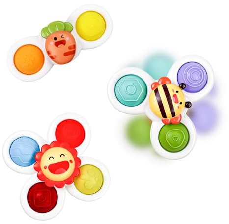 Dyaucwpo 3 Pezzi Spinner Bambini, Giocattolo per Ventosa, Ventose Girevoli Giocattoli per Bambini, Gioco Giochi Seggiolone Ventosa, Ventosa Spinner Giocattoli, Giocattoli Sensoriali per Bambini