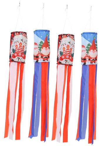 ROMISBABA 4stücke Weihnachtswindsocken Wetterfeste Deko Für Garten Und Balkon Festliche Windtüten Zufälligen Designs Für Weihnachtsfeiern Outdoor-dekoration