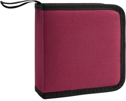 AsrMyjcx Étui de Rangement pour DVD et CD, Support de Disque, capacité 40, Pochette compacte, Portable, Facile à, Sac pour CD en Tissu Oxford, Rouge
