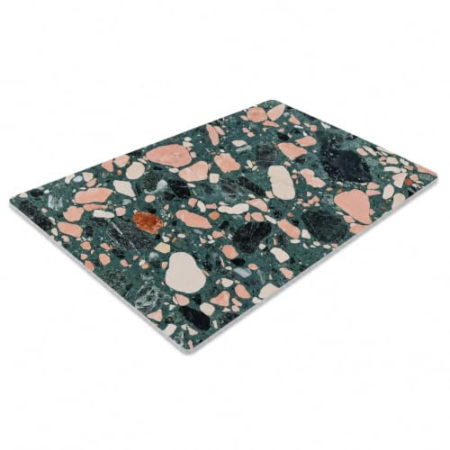 Pagnanno. Chopping Board-Catering Cutting Set-Kitchen Board-Glass Worktop Savers-Sink Chopping Board-Large-Worktop Protectors Heat Resistant-Marble Effect Teal & Pink - Design 18, 20x30cm (Pack of 1)