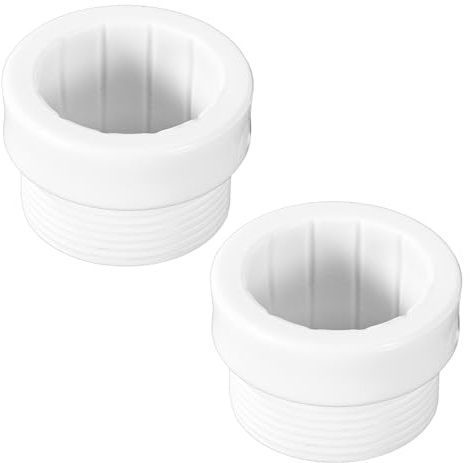 Lyreh Lot de 2 Stabilisateurs de Mât de Parasol Piscine, Manchon de Support Parapluie en Plastique Adaptateur Fileté Terrasse pour Insert Parapluie de 1 3/4 Pouce (Blanc)