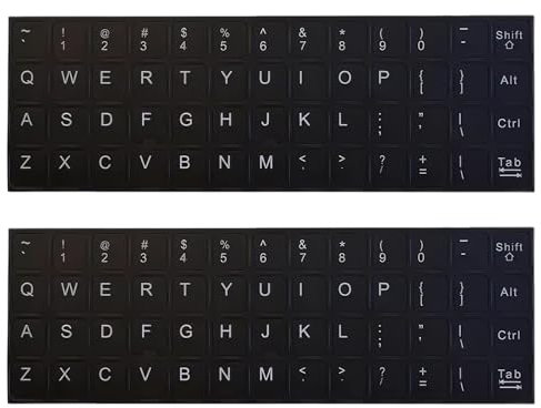 Set di 2 Adesivi per Tastiera Inglese Universali, Caratteri Bianchi su Sfondo Nero, Adatti per Laptop, Notebook, Desktop, Adesivi Opachi per Tastiera,proteggi tastiera impermeabile per computer