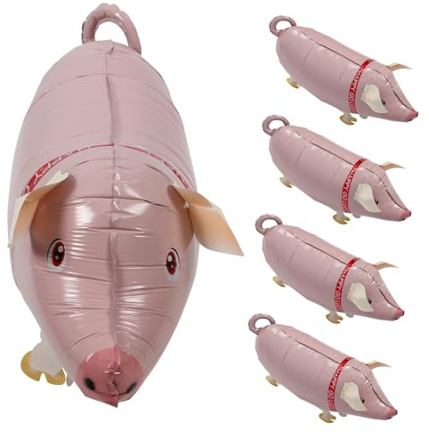 QUMIIRITY 5 Stück Schweinballon Groß Party Schweine Für Kinderspielzeug Lustiges Ballonspielzeug Aufblasbares Aufblasendes Leichter Aufblasbarer Ballon Aluminiumfolie Rosa