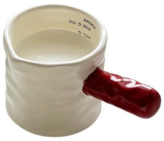 CGUOHU Pentolino Latte 2 Pezzi 3 once/90 ml Tazza di Latte con Bilancia Tazza di misurazione del caffè in Ceramica fine Tazza di Estrazione brocca di Latte Bollilatte(Red)