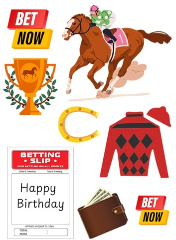 Edible print A4 Horse Racing Betting theme Cake topper set cake decorations Wafer Card - NOT-PRECUT- Birthday - Betting slip