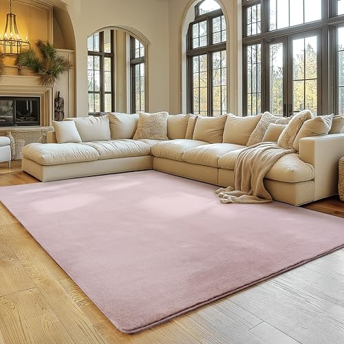 SIMPEX Alfombra Rosa 160x220 cm Alfombra de Pelo Corto Lavable, Antideslizante y Suave, Diseño Monocromático Moderno para Sala, Dormitorio, Cocina y Habitación Infantil