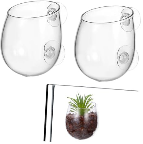 HEMOTON 2 Stück Aquarien Pflanztöpfe mit Saugnäpfen Wasserpflanzen Halter für Süß und Aquarien Zubehör zur Dekoration und Pflege Kleiner Pflanzen