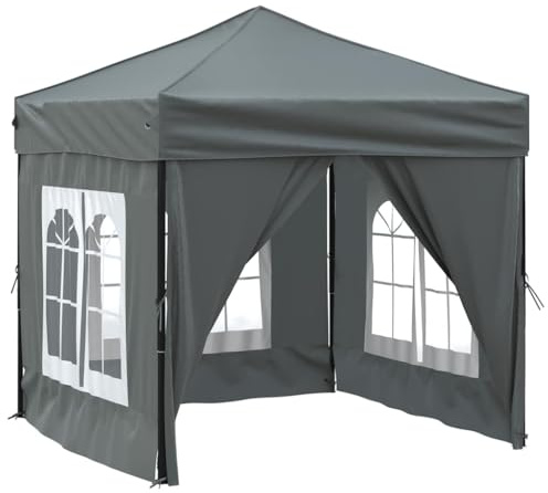 Tonnelle de Jardin Pliable, Tente de Réception Pavillon Barnum de Jardin avec parois Anthracite 2x2 m