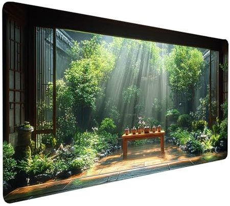 Tapis de Souris XXL 1600x800x3 mm Imperméable Patio Tapis de Bureau Gaming pour Clavier Souris sans Fil Ordinateur Portable, Mouse Pad Paysage Bords Surpiqués Base Antidérapante, Cadeau model-4510